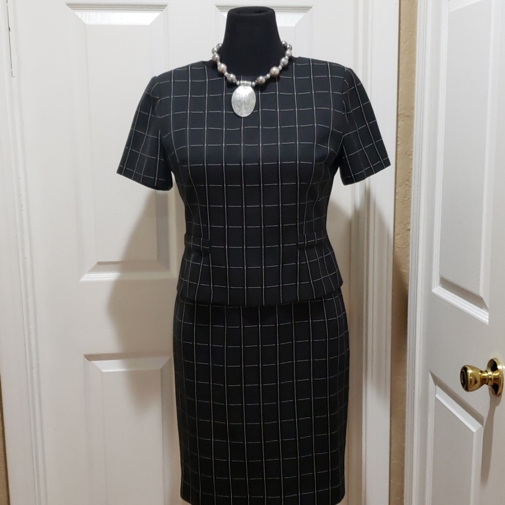 NWOT Black dress with white stripes